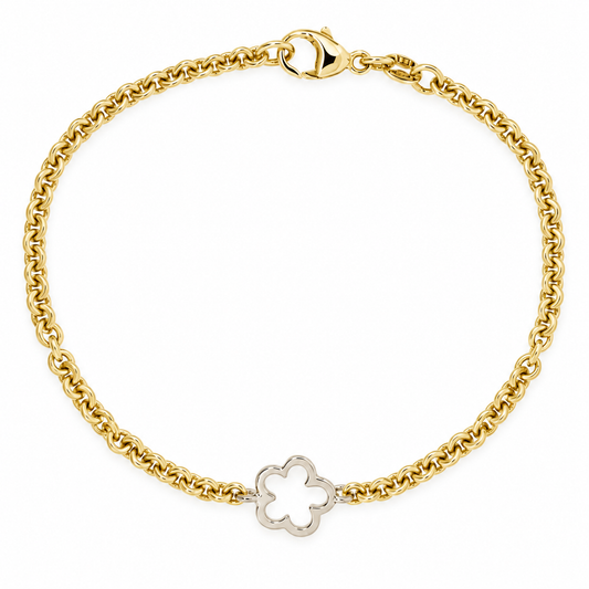 Visholm Design armbånd i 585 gull med blomst, 19 cm