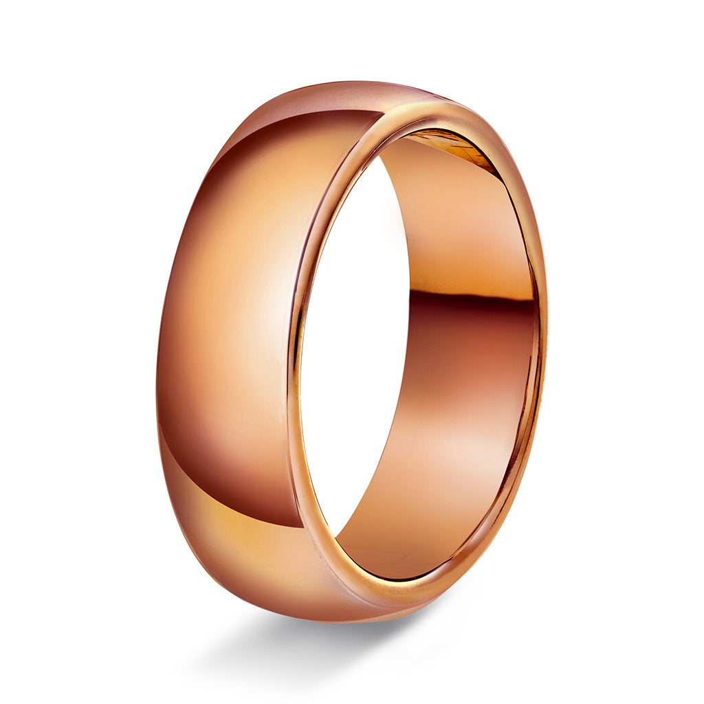 Ring i 14 karat rosé gull med innvendig hvelvet/flat form, bilde 5 av 6