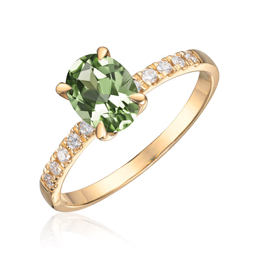 Ring Olivia i gult gull med 0,12ct WSI og Oval midtstein Artikkelnr: 57456 - Bjerveur.noRing Olivia i gult gull med 0,12ct WSI og Oval midtstein Artikkelnr: 57456