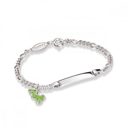 Armbånd i 925 sølv med glassemalje, grønn dinosaurus, bilde 1 av 3