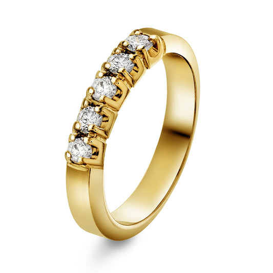 Sigma ring i 14 karat gult gull med 5 diamanter 0,35 ct, 3,8 mm