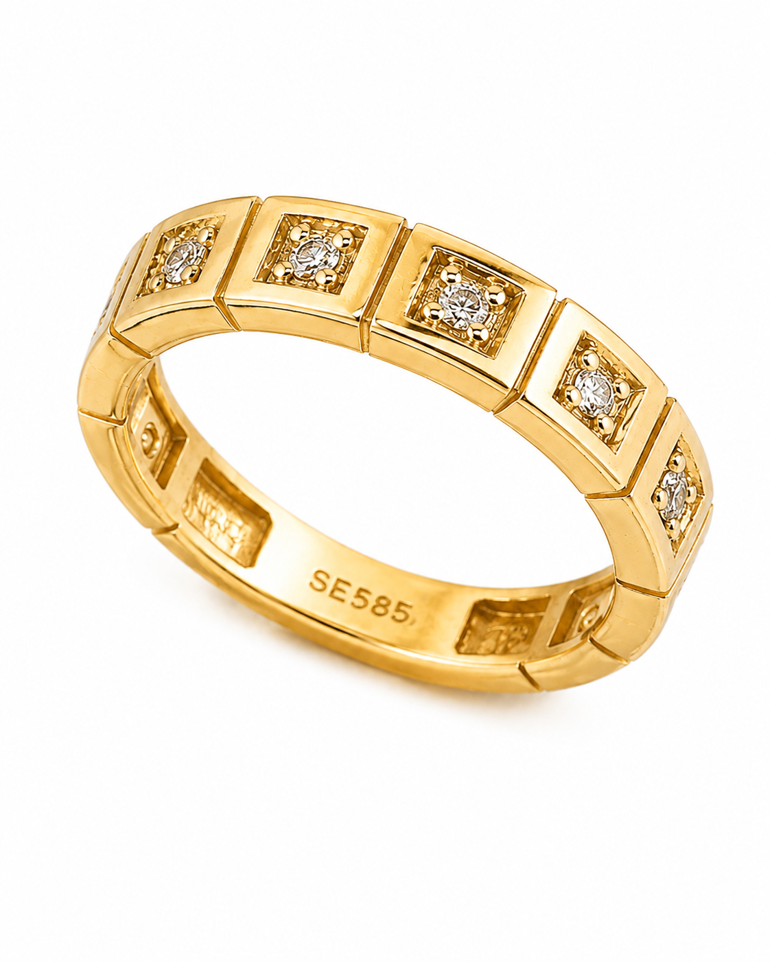 Carmen ring i 585 gult gull med diamant
