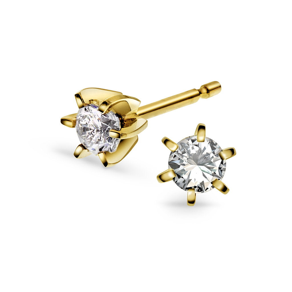 Superstar øredobber i 14 karat gult gull med diamant 0,50 ct