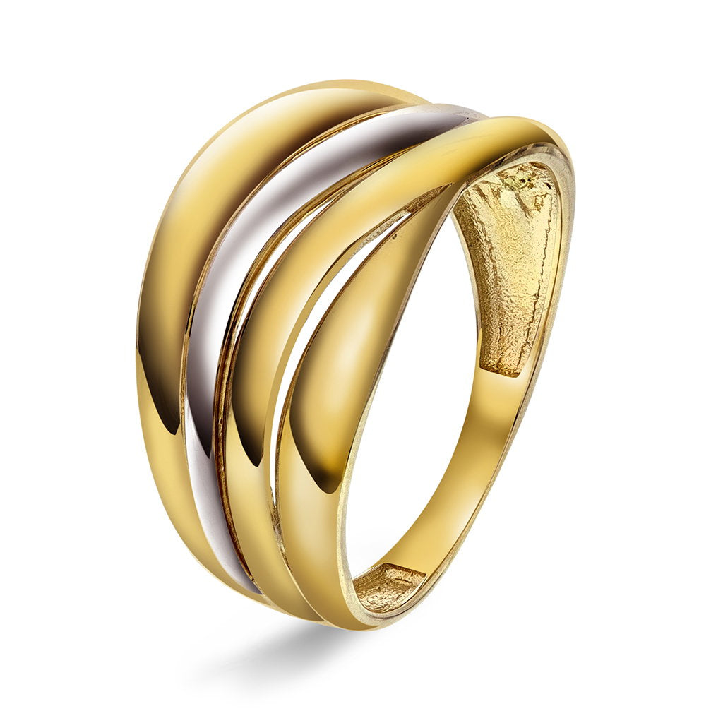 Ring i gult og hvitt gull, bredde 10 mm, bilde 1 av 4