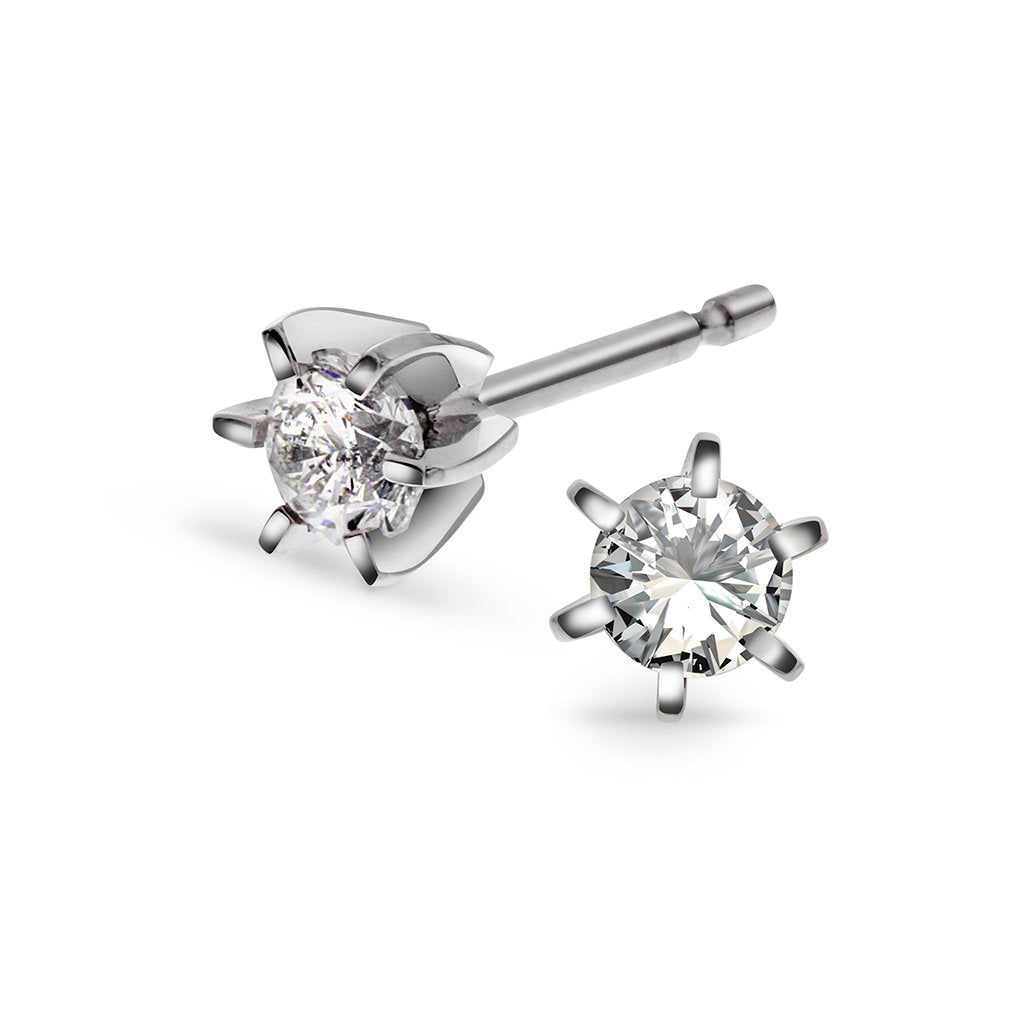 Superstar øredobber i 14 karat hvitt gull med diamant 0,40 ct