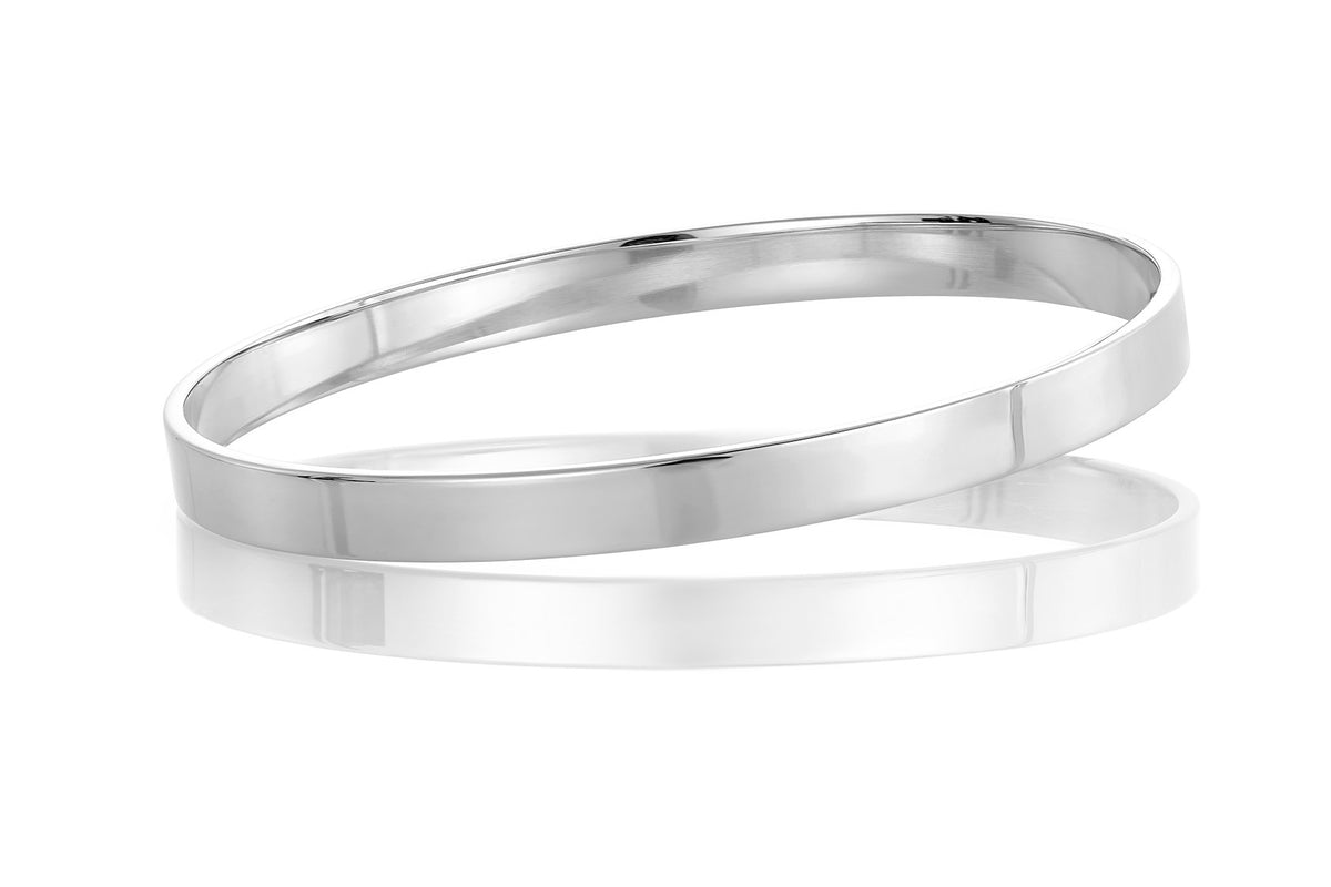 Armring i rhodinert 925 sølv, flat profil 6 mm, størrelse 62
