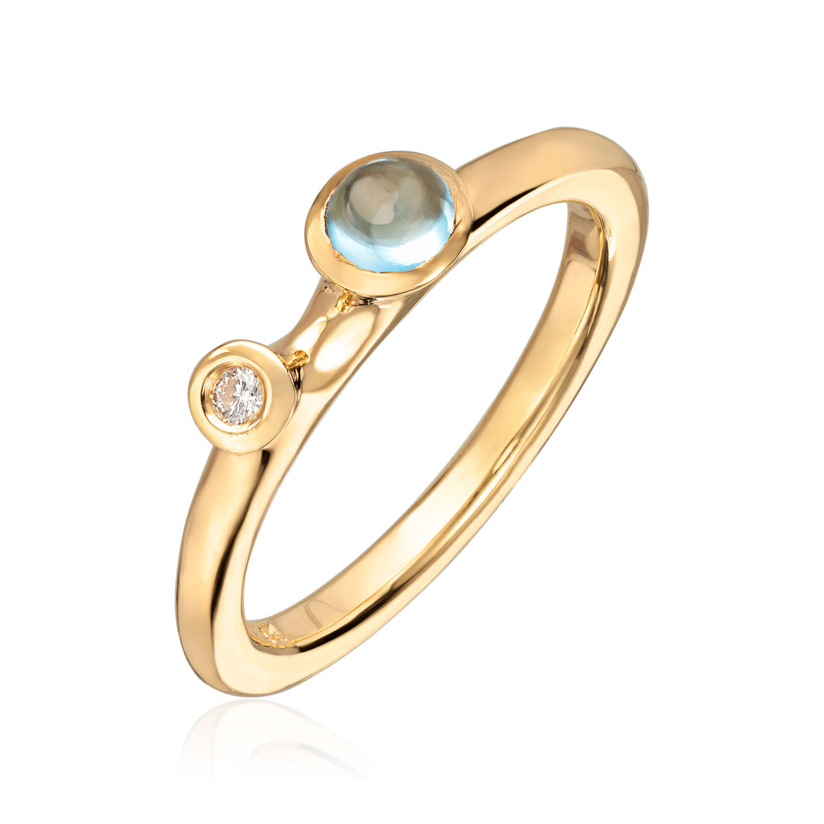Visholm Design ring i 585 gult gull med diamant og topas 0,02 ct, bilde 1 av 2