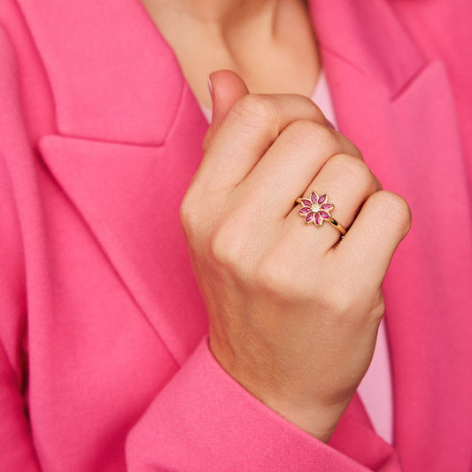 Glam ring i forgylt 925 sølv med zirkonia, 13 mm bred, bilde 2 av 4
