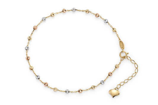 Armbånd i 585 gull i tre farger, 19 cm, 2,6 mm