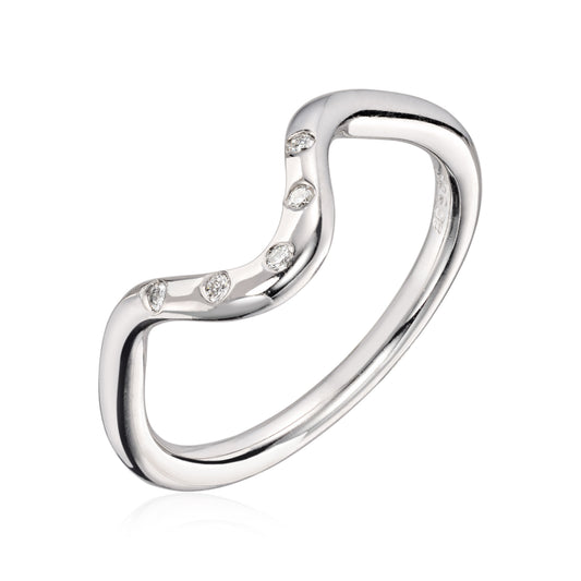 Visholm Design ring i rhodinert 585 hvitt gull med diamant 0,05 ct