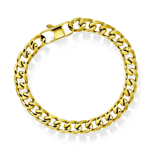 Panser armbånd i forgylt stål, 8 mm bredt, 21 cm