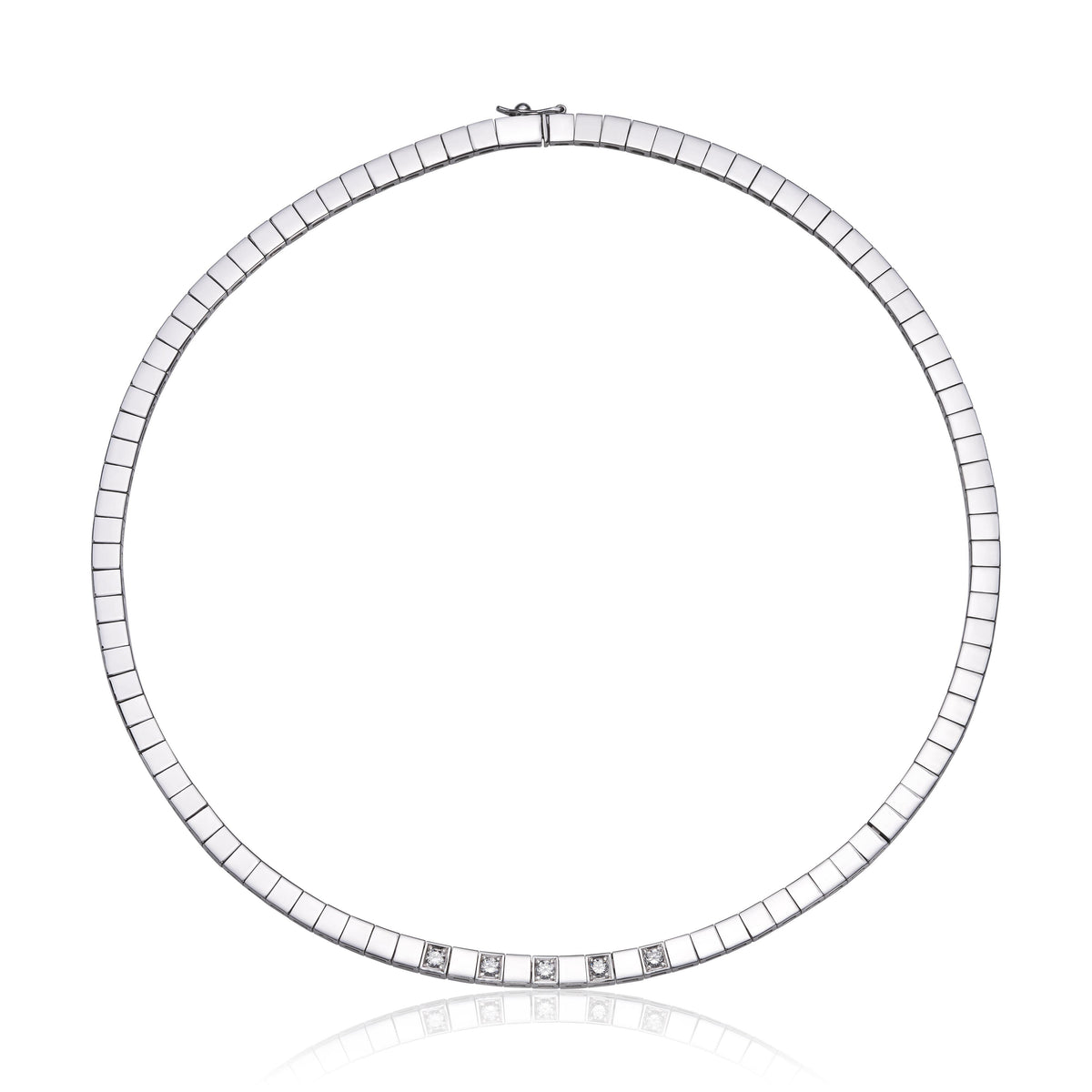 Halskjede i 585 gull med diamanter 0,5 ct, 42 cm, bilde 2 av 2