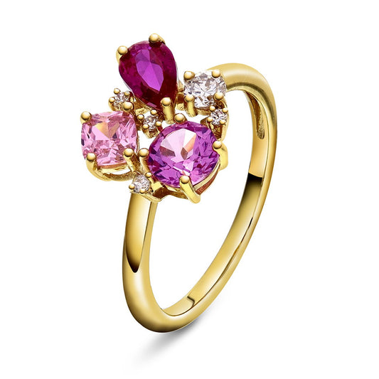Glam ring i forgylt sølv med zirkonia i rosa toner, bilde 1 av 4