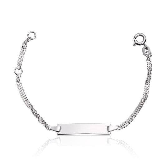 Gullungen armbånd i 925 sølv med ID-plate, 14 cm
