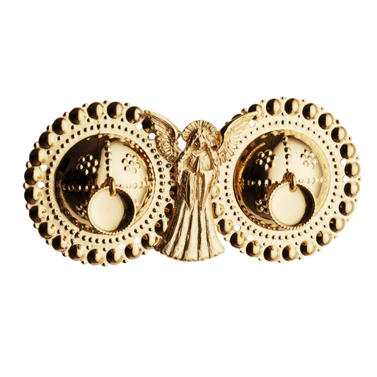 Englespenne med tråkant lauv og syhol, forgylt 834601 - Bjerveur.noEnglespenne med tråkant lauv og syhol, forgylt 834601