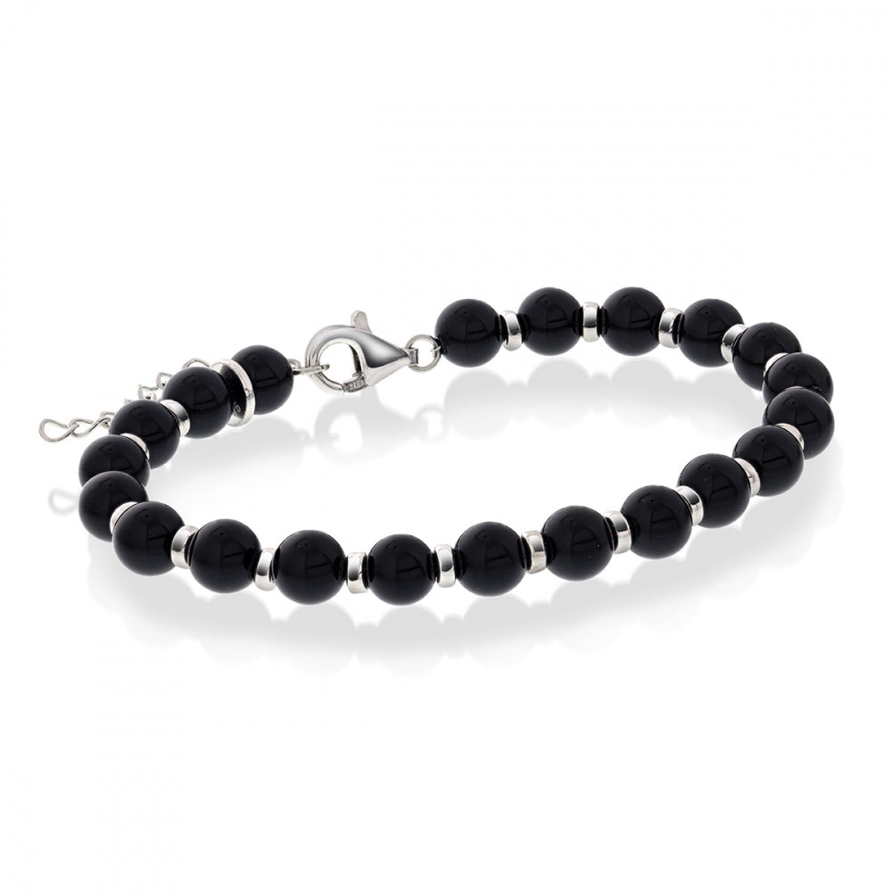 Armbånd i sølv med sort agat 6 mm, modell 10511, bilde 1 av 2