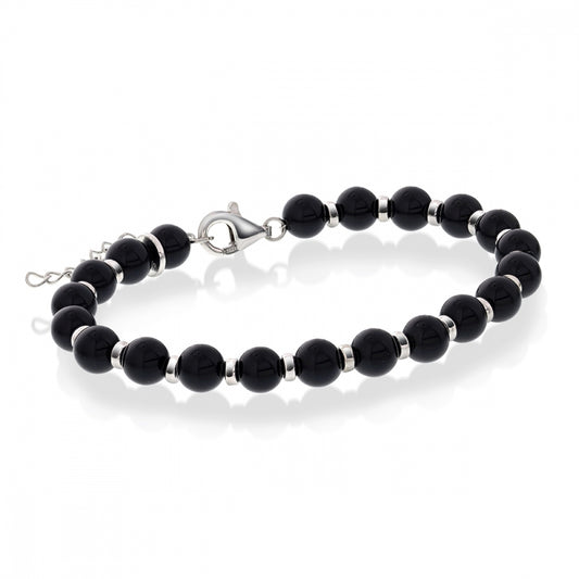 Agat armbånd til herre i sølv, 6 mm, 17 cm, nr. 10511, bilde 1 av 2