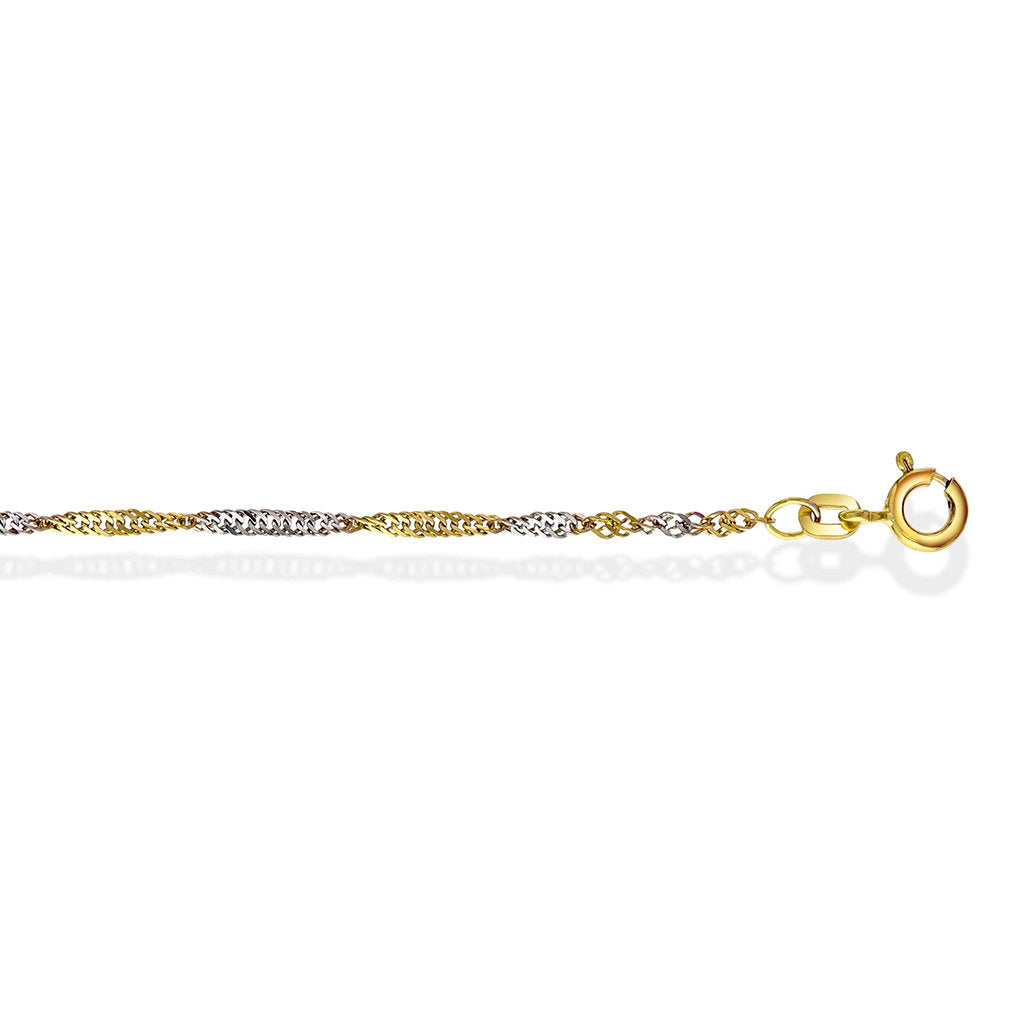 Singapore armbånd i 14 karat tofarget gull 1,8 mm