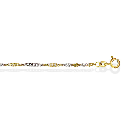 Singapore armbånd i 14 karat tofarget gull 1,8 mm