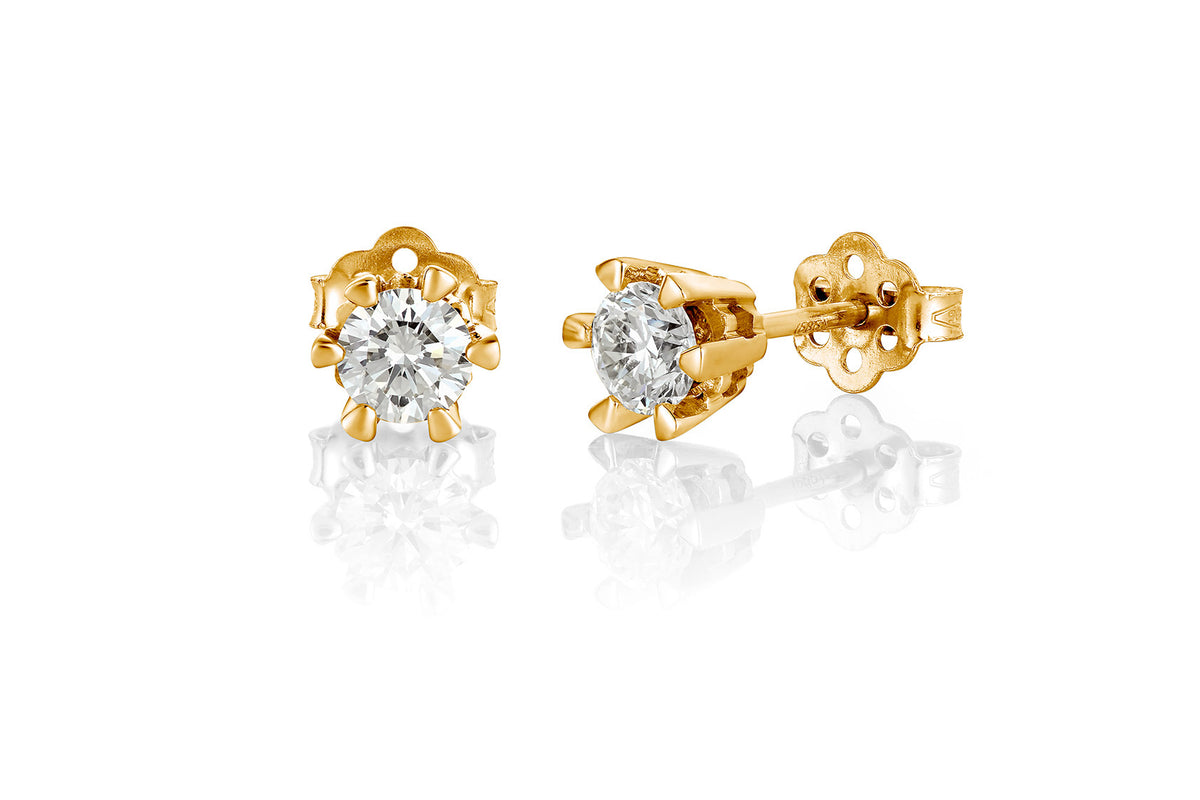 Svolder øredobber i 585 gull med diamant, Märtha 0,9 ct VS, bilde 1 av 2