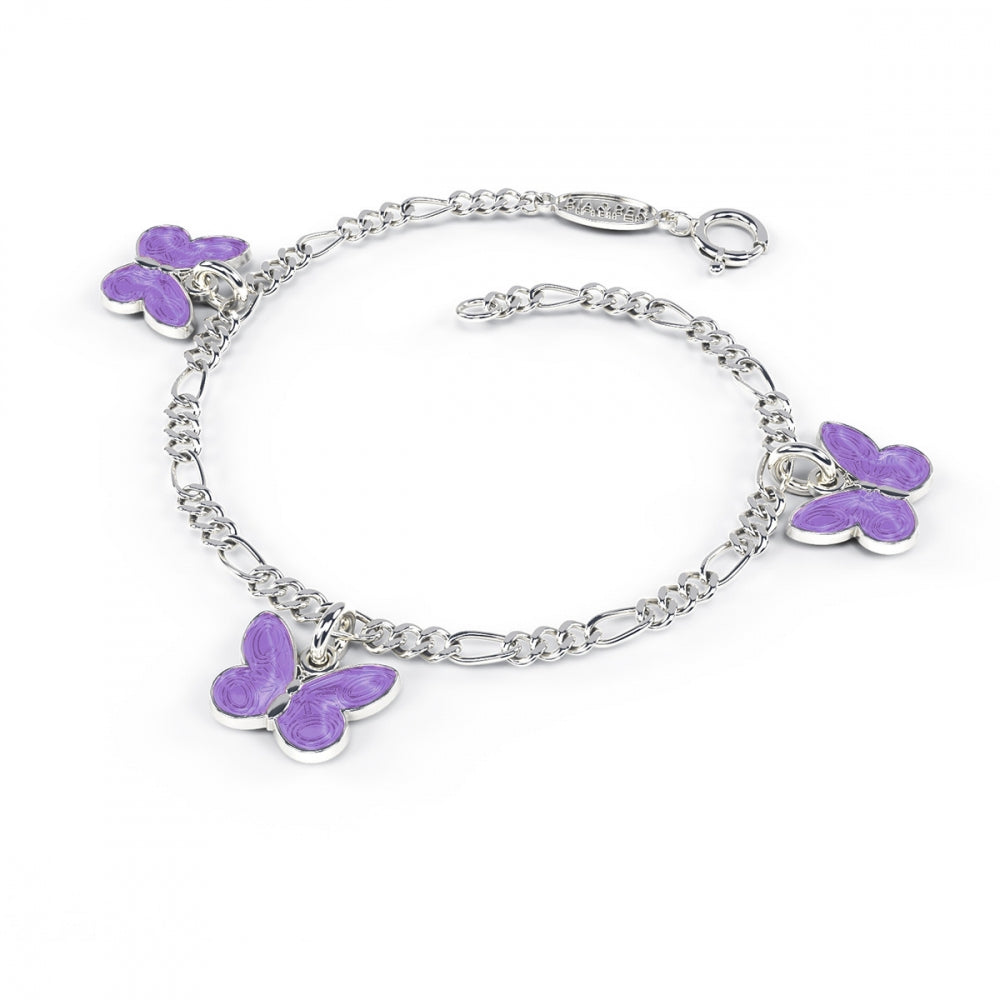 Charms-armbånd i 925 sølv med tre sommerfugler i glassemalje, bilde 3 av 9