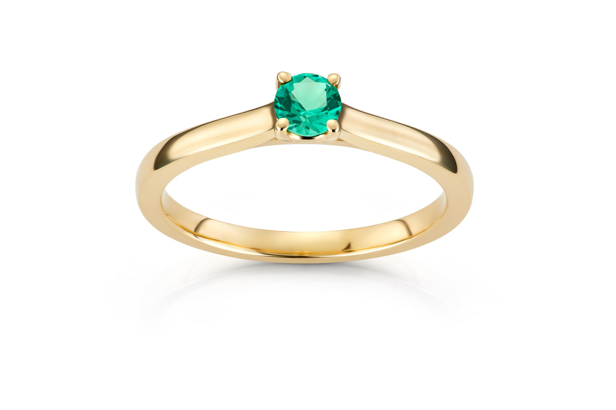 Svolder ring i 585 gull med smaragd og 0,01 ct diamanter, bilde 2 av 2