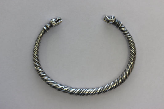 Armring i oksidert 925 sølv, drage, stor