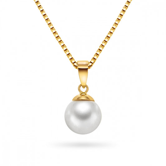 Anheng i gull med perle, bredde 8 mm