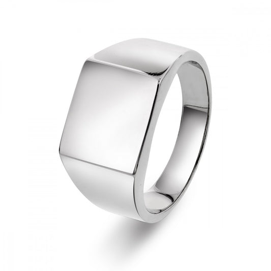 Ring i sølv, kvadratisk signet, bilde 1 av 2