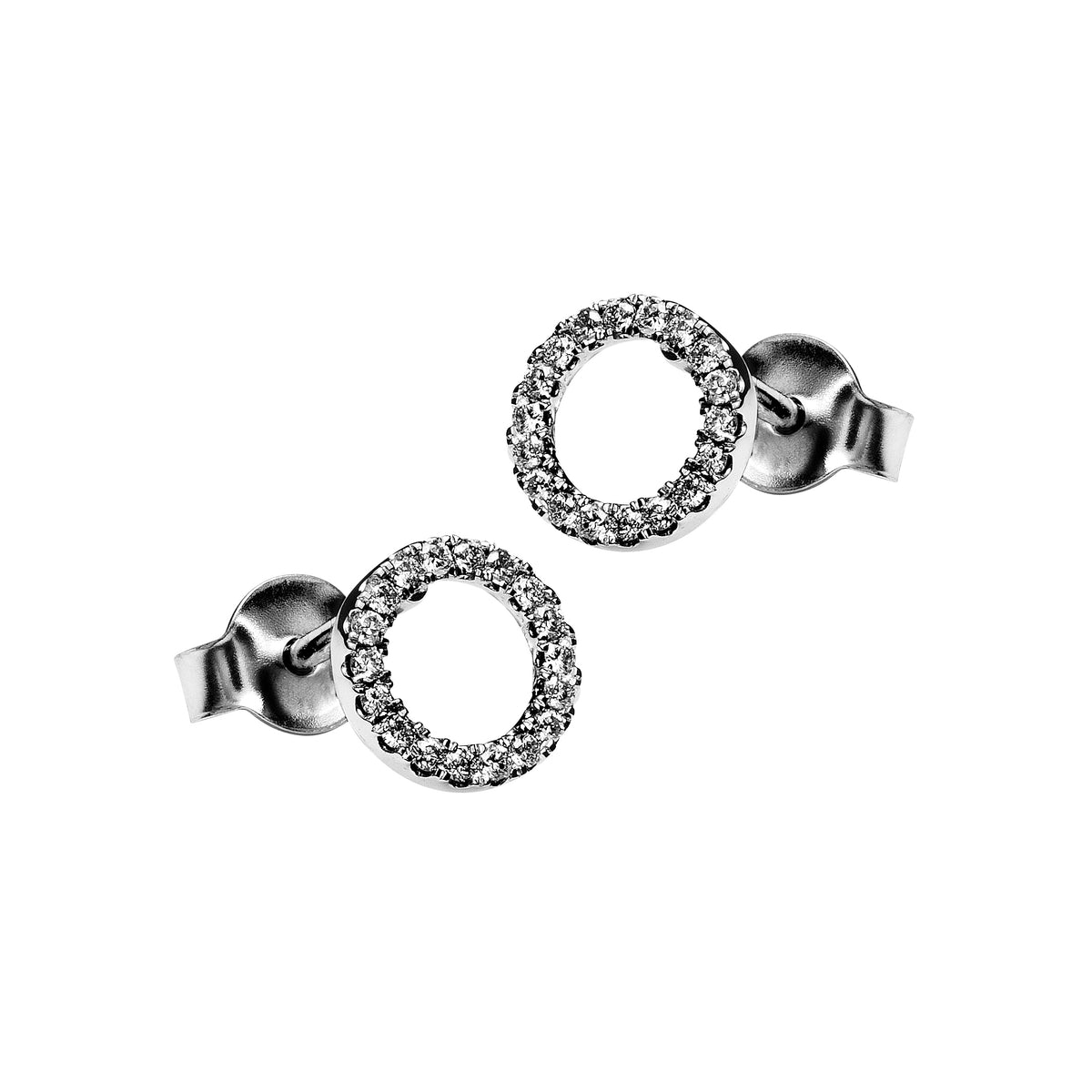 Carmen øredobber i rhodinert 585 hvitt gull med diamant 0,15 ct