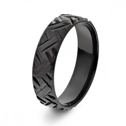64500 - Ring i sort rhodinert sølv