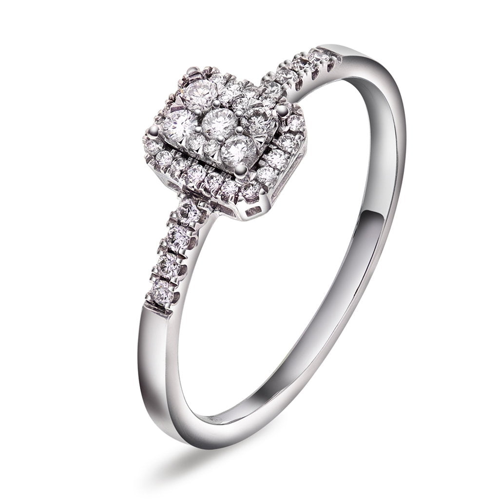 Ring i 585 hvitt gull med 37 diamanter 0,33 ct, bilde 1 av 4