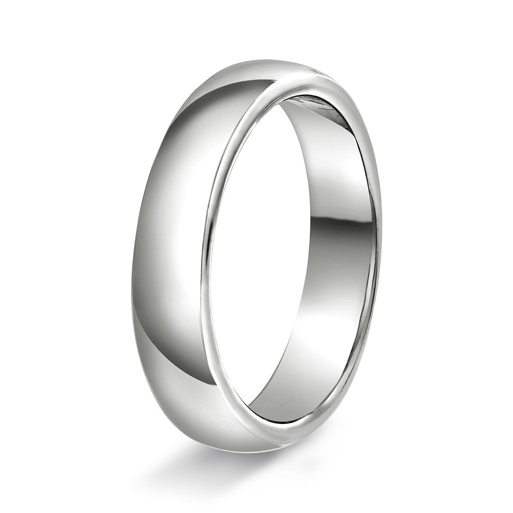 Ring i 14 karat hvitt gull, hvelvet/flat, polert, bilde 3 av 6