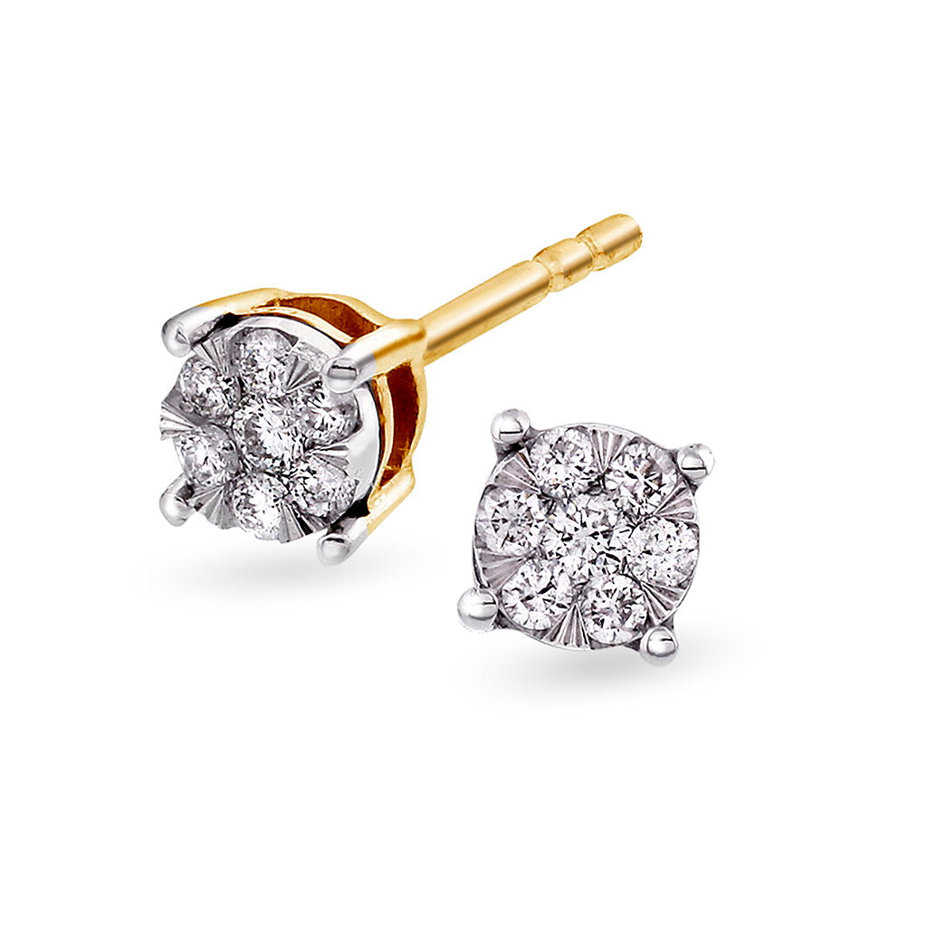 Øredobber i gult gull med diamant 0,15 ct, bilde 1 av 4