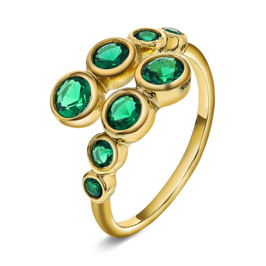 Nora Mørk ring til dame i forgylt 925 sølv med zirkonia, høyde 10 mm, nr. 710364, bilde 1 av 2