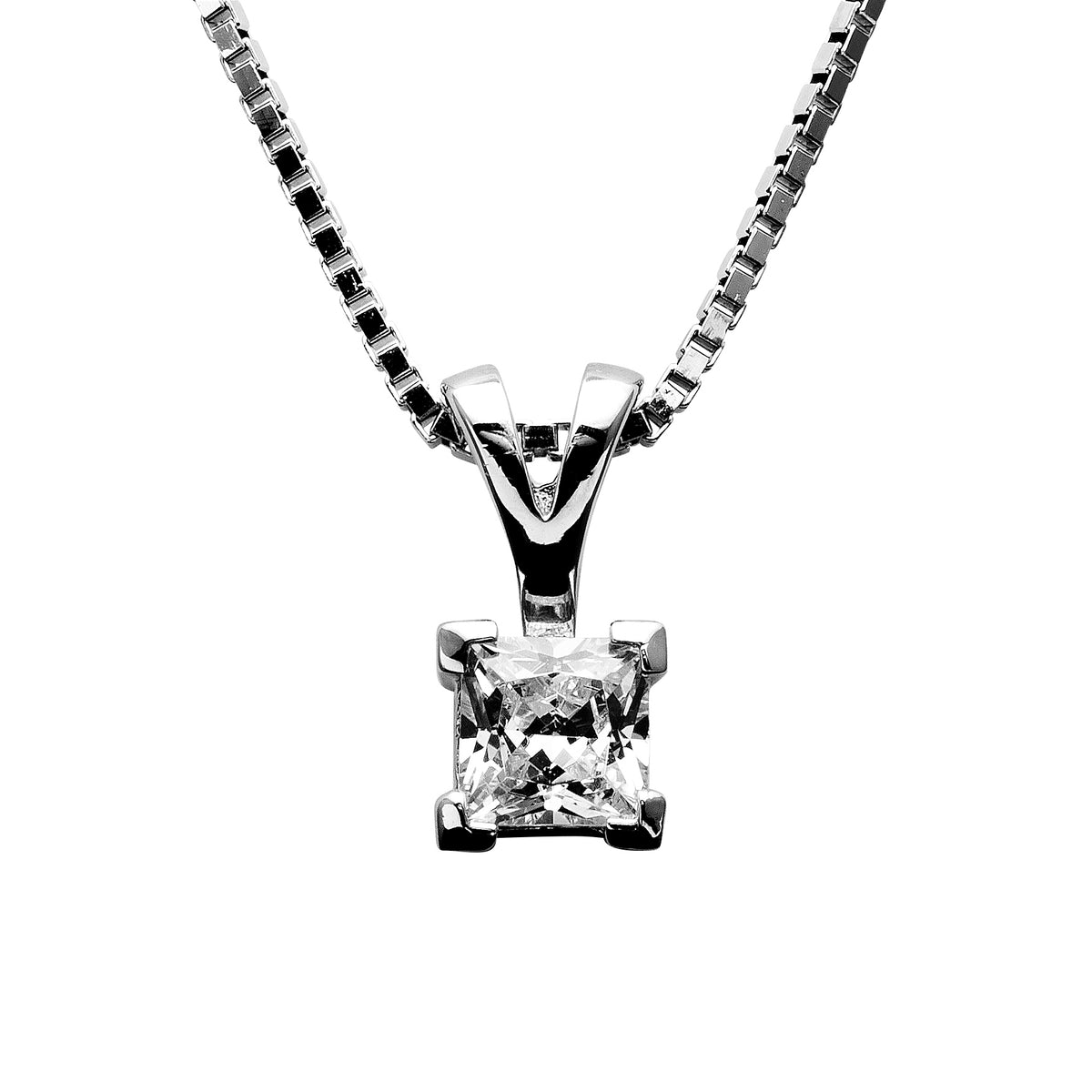 Solitær anheng i 925 sølv med zirkonia, Princess 0,40 ct