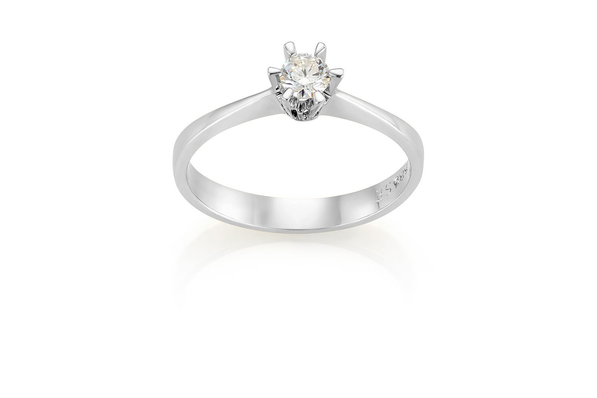 Svolder ring i 585 gull med diamant 0,20 ct, P1, bilde 2 av 2