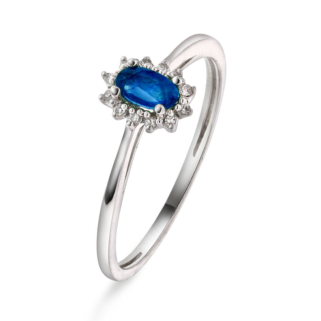 Ring i hvitt gull med diamant og safir 0,04 ct, bilde 1 av 4