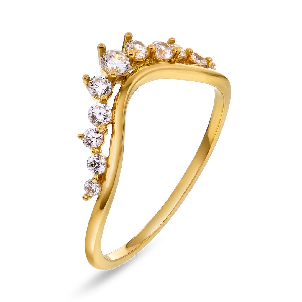 Ring i 14 karat gult gull med zirkonia 1 mm, bilde 1 av 4