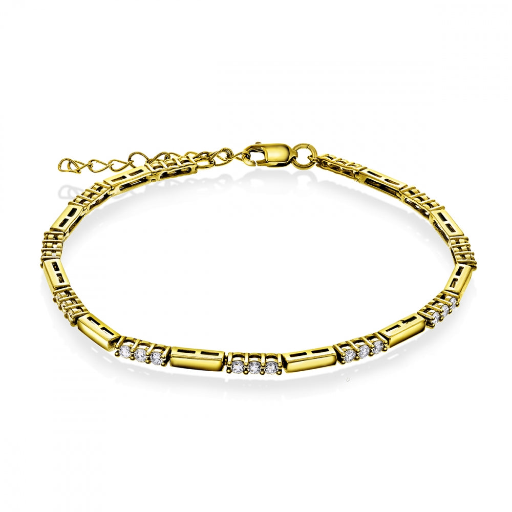 Armbånd i forgylt sølv med zirkonia 17+3 cm