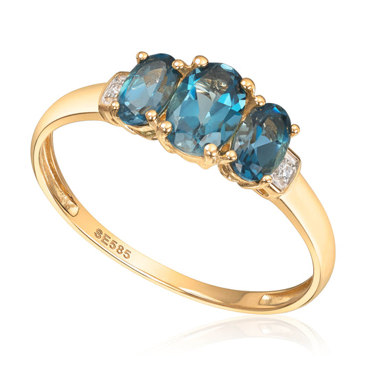 Carmen ring i 585 gult gull med topas og zirkonia, oval