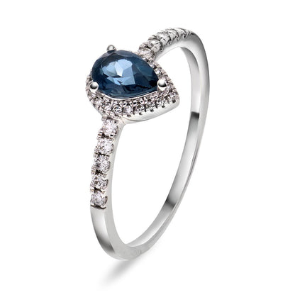 Ring i 14 karat hvitt gull med topas og diamant 0,15 ct, bilde 1 av 2
