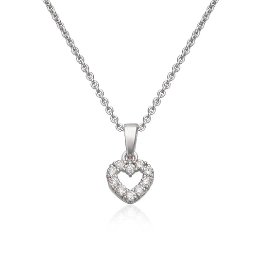 Carmen anheng i 585 hvitt gull med diamant, hjerte