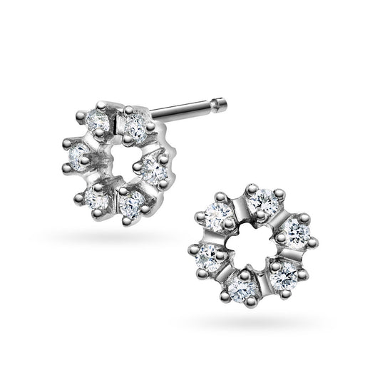 Øredobber i 14 karat hvitt gull med diamant 0,24 ct, rhodinert