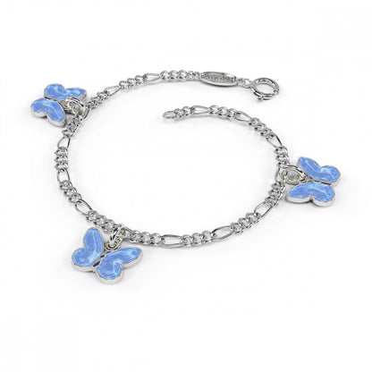 Charms-armbånd i 925 sølv med tre sommerfugler i glassemalje, bilde 4 av 9