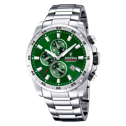 Festina 100m, chrono,lenke, grønn skive F20463 - 3 - Bjerveur.noFestina 100m, chrono,lenke, grønn skive F20463 - 3