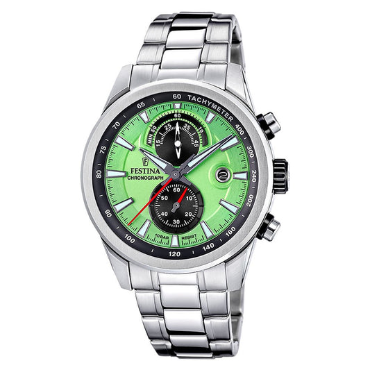 Festina 100m, chrono,lenke, grønn skive F20694 - 3 - Bjerveur.noFestina 100m, chrono,lenke, grønn skive F20694 - 3
