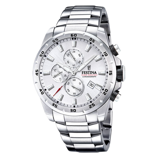 Festina 100m, chrono,lenke, hvit skive F20463 - 1 - Bjerveur.noFestina 100m, chrono,lenke, hvit skive F20463 - 1