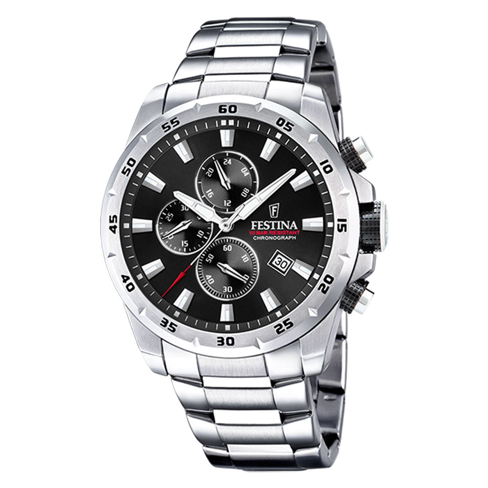Festina 100m, chrono,lenke, sort skive F20463 - 4 - Bjerveur.noFestina 100m, chrono,lenke, sort skive F20463 - 4