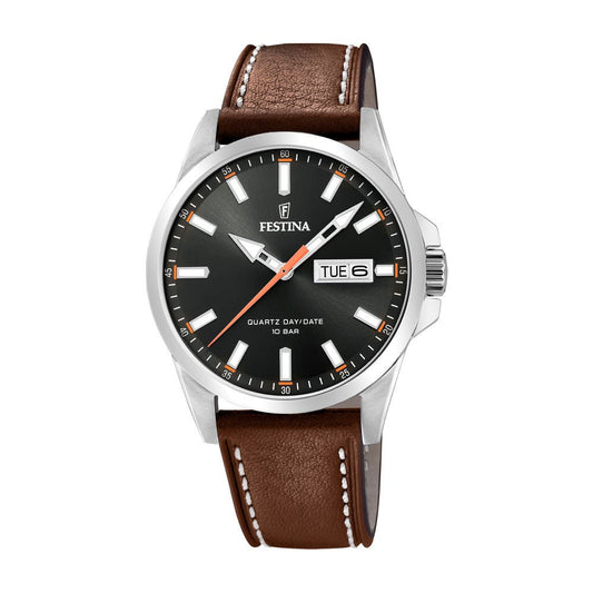 Festina 100m,dag/dato,brun rem, sort skive F20358 - 2 - Bjerveur.noFestina 100m,dag/dato,brun rem, sort skive F20358 - 2